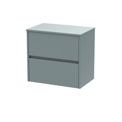 B&Q -  Havana Wall Hung 2-Drawer Vanity Unit & Worktop In Monument GreyCountertop Basin Unit In Coastal Grey600mm