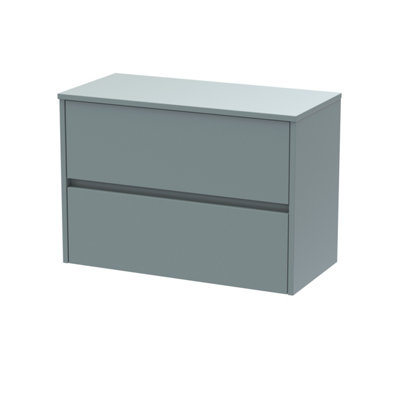 Nuie Havana Wall Hung 2-Drawer Vanity Unit & Worktop In Monument GreyCountertop Basin Unit In Coastal Grey800mm