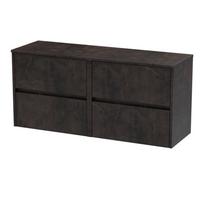 B&Q -  Havana Wall Hung 4-Drawer Vanity Unit & Worktop In Metallic SlateCountertop Basin Unit In Metallic Slate1200mm