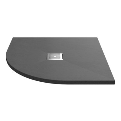 B&Q -  Quadrant Slimline Shower Tray With Slate Textured FinishGrey Slate900 X 900 mm