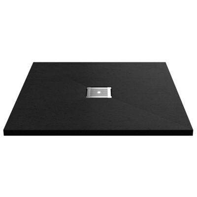 B&Q -  Square Slimline Shower Tray With Slate Textured FinishBlack Slate900 X 900 mm