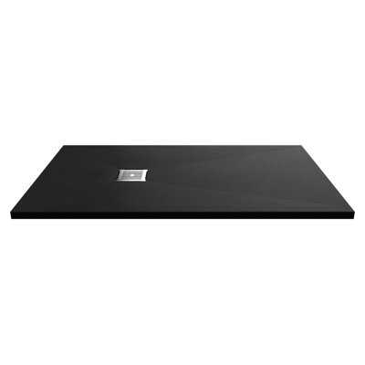Hudson Reed Rectangular Slimline Shower Tray With Slate Textured FinishBlack Slate1400 X 800 mm from B&Q