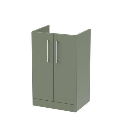 Nuie Hudson Reed Arno Floor Standing Vanity UnitDurable 2 Soft Close Door Bathroom Sink Vanity Unit With Shelf In Satin Green500mm from B&Q