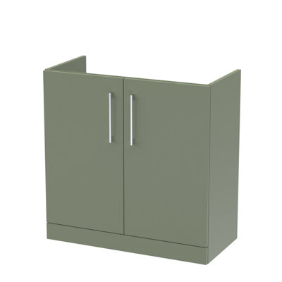 Nuie Hudson Reed Arno Floor Standing Vanity UnitDurable 2 Soft Close Door Bathroom Sink Vanity Unit With Shelf In Satin Green800mm from B&Q