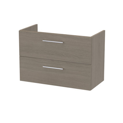 Hudson Reed Arno 800mm Wall Hung 2-Drawer Unit-Solace Oak from B&Q