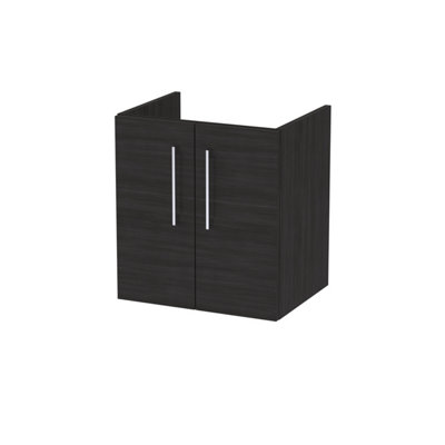 Nuie Hudson Reed Arno Wall Hung Vanity UnitDurable 2 Soft Close Door Bathroom Sink Vanity Unit With Shelf In Charcoal Black500mm from B&Q