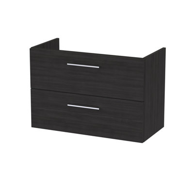Hudson Reed Arno 800mm Wall Hung 2-Drawer Unit-Charcoal Black from B&Q