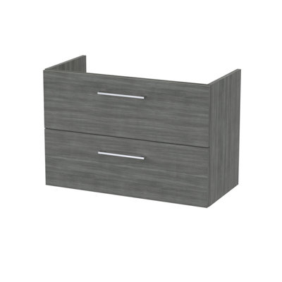 Hudson Reed Arno 800mm Wall Hung 2-Drawer Unit-Anthracite Woodgrain from B&Q