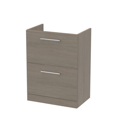 Nuie Hudson Reed Arno Floor Standing Vanity UnitDurable 2 Soft Close Drawer Bathroom Sink Vanity Unit With Shelf In Solace Oak600mm from B&Q