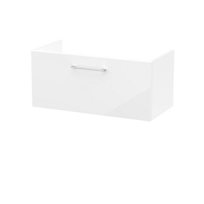 Hudson Reed Arno 800mm Wall Hung 1-Drawer Unit-Gloss White from B&Q