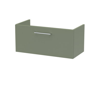 Hudson Reed Arno 800mm Wall Hung 1-Drawer Unit-Satin Green from B&Q