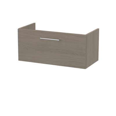 Hudson Reed Arno 800mm Wall Hung 1-Drawer Unit-Solace Oak from B&Q