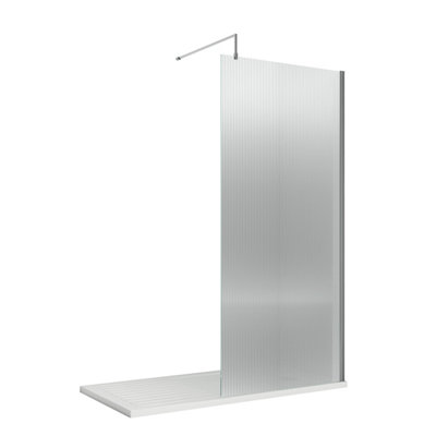 Hudson Reed Fluted Wetroom ScreenArt Deco DesignPolished Chrome FinishLuxury Privacy1950 X 900 X 1000 from B&Q