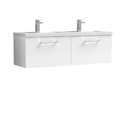 Nuie 1200 Wh 2-Drawer Vanity & Double Basin from B&Q