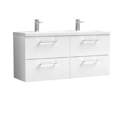 Nuie 1200 Wh 4-Drawer Vanity & Double Basin from B&Q