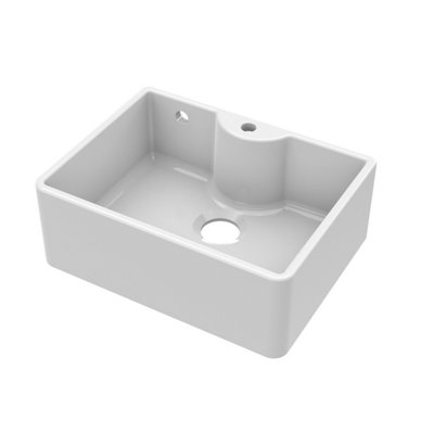 Balterley Fireclay Single Bowl Butler Kitchen Sink Tap LedgeOverflow  & Tap Hole 595mm