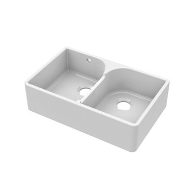 Balterley Traditional 795mm Fireclay Double Bowl Stepped Weir Butler Kitchen SinkWith Overflow from B&Q
