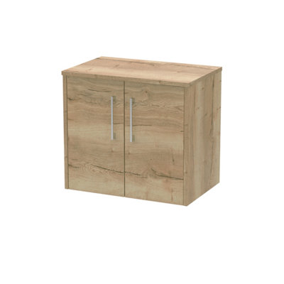 Hudson Reed Juno Wall Hung 2 Soft Close Door Vanity Unit With Worktop In Autumn Oak Finish600mm from B&Q