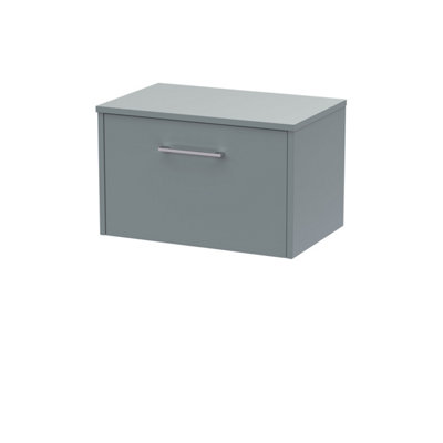 Hudson Reed Juno Wall Hung Single Soft Close Drawer Vanity Unit With Worktop In Coastal Grey Finish600mm from B&Q