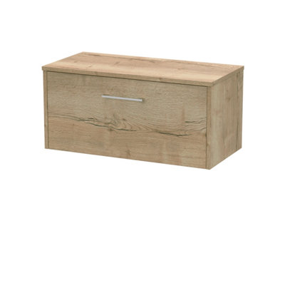 Hudson Reed Juno Wall Hung Single Soft Close Drawer Vanity Unit With Worktop In Autumn Oak Finish800mm from B&Q