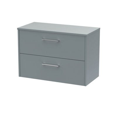 Hudson Reed Juno Wall Hung 2 Soft Close Drawer Vanity Unit With Worktop In Coastal Grey Finish805mm from B&Q