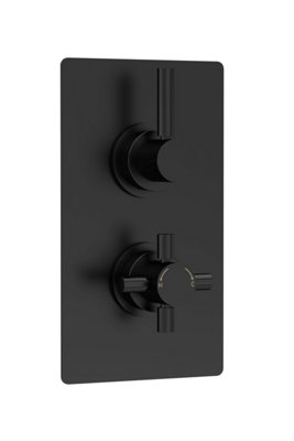 Hudson Reed Tec Pura Twin Thermostatic Concealed Shower ValveMinimalist Sleek DesignModern Bathroom Control SetMatt Black from B&Q