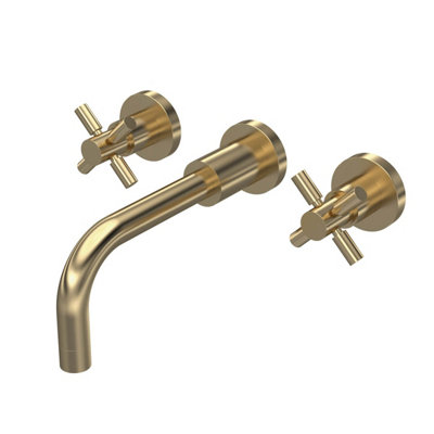  - Hudson Reed Tec Crosshead Wall Mounted Basin MixerBrushed Brass