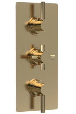 Hudson Reed Tec Pura Triple Thermostatic Shower ValveMinimalist Sleek DesignBathroom AccessoriesBrushed Brass from B&Q