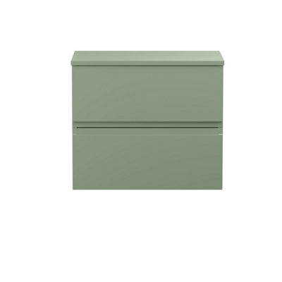 Hudson Reed Urban Satin Green Wall Hung 2 Drawer Vanity Unit With Worktop And Silent Close518 X 610 X 390 from B&Q