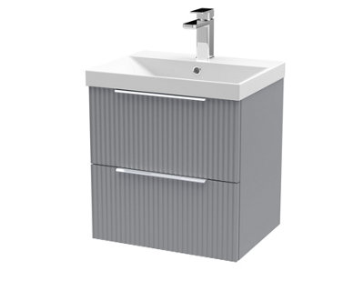 Hudson Reed Fluted Wall Hung 2-Drawer Vanity And Thin-Edge BasinContemporary Sink Vanity UnitSatin Grey500mm from B&Q