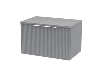 Hudson Reed Fluted Wall Hung 1-Drawer Vanity Unit & Grey Laminate WorktopCounter Top Vanity Unit In Satin Grey600mm from B&Q