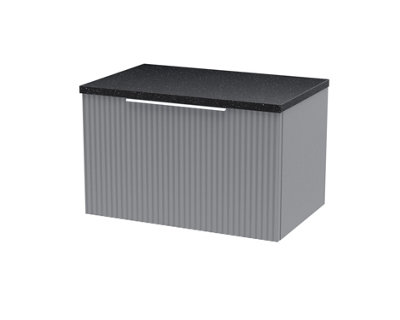 Hudson Reed Fluted Wall Hung 1-Drawer Vanity Unit & Black Laminate WorktopCounter Top Vanity Unit In Satin Grey600mm from B&Q
