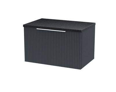 Hudson Reed Fluted Wall Hung 1-Drawer Vanity Unit & Black Laminate WorktopSleek Counter Top Vanity Unit In Soft Black600mm from B&Q