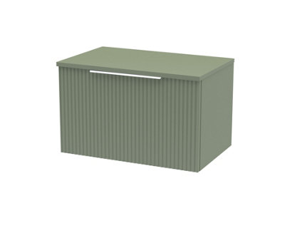 Hudson Reed Fluted Wall Hung 1-Drawer Vanity Unit & Green WorktopSleek Counter Top Vanity Unit In Satin Green600mm from B&Q