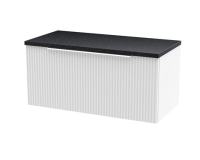 Hudson Reed Fluted Wall Hung 1-Drawer Vanity Unit & Black Laminate WorktopCounter Top Vanity Unit In Satin White800mm from B&Q
