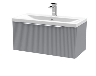 Hudson Reed Fluted Wall Hung 1-Drawer Vanity And Mid-Edge BasinContemporary Sink Vanity UnitSatin Grey800mm from B&Q