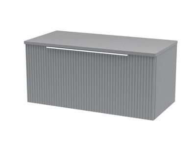 Hudson Reed Fluted Wall Hung 1-Drawer Vanity Unit & Grey Laminate WorktopCounter Top Vanity Unit In Satin Grey800mm from B&Q