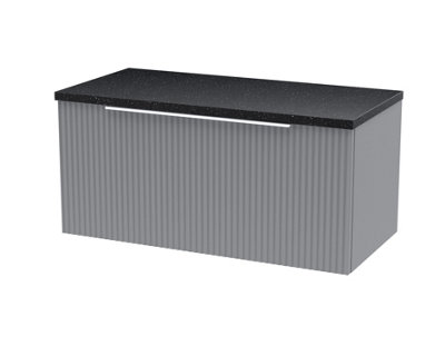 Hudson Reed Fluted Wall Hung 1-Drawer Vanity Unit & Black Laminate WorktopCounter Top Vanity Unit In Satin Grey800mm from B&Q