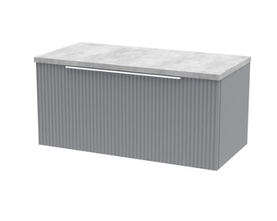 Hudson Reed Fluted Wall Hung 1-Drawer Vanity Unit & Bellato Grey Laminate WorktopCounter Top Vanity Unit In Satin Grey800mm from B&Q