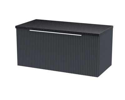 Hudson Reed Fluted Wall Hung 1-Drawer Vanity Unit & Black Laminate WorktopSleek Counter Top Vanity Unit In Soft Black800mm from B&Q