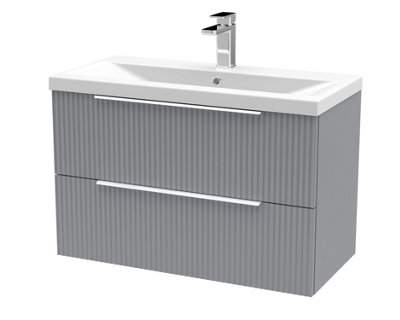 Hudson Reed Fluted Wall Hung 2-Drawer Vanity And Mid-Edge BasinContemporary Sink Vanity UnitSatin Grey800mm from B&Q