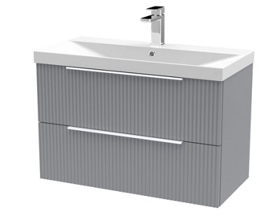 Hudson Reed Fluted Wall Hung 2-Drawer Vanity And Thin-Edge BasinContemporary Sink Vanity UnitSatin Grey800mm from B&Q