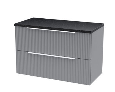 Hudson Reed Fluted Wall Hung 2-Drawer Vanity Unit & Black Laminate WorktopCounter Top Vanity Unit In Satin Grey800mm from B&Q