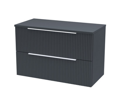 Hudson Reed Nuie Fluted Wall Hung 2-Drawer Vanity Unit & Black Laminate WorktopSleek Counter Top Vanity Unit In Soft Black800mm from B&Q