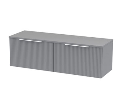 Hudson Reed Fluted Wall Hung 2-Drawer Vanity Unit & Grey Laminate WorktopCounter Top Vanity Unit In Satin Grey1200mm from B&Q