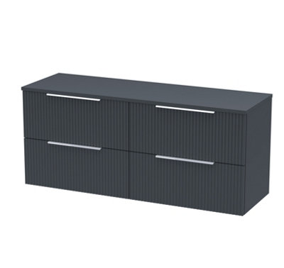 Hudson Reed Fluted Wall Hung 4-Drawer Vanity Unit & Black Laminate WorktopSleek Counter Top Vanity Unit In Soft Black1200mm from B&Q