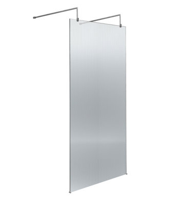 Hudson Reed Fluted Wetroom Screen8mm Toughened GlassCoordinated HardwareModern Framing2091 X 870 X 1000 from B&Q
