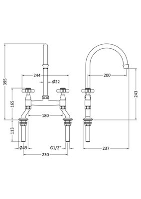 Nuie Bridge Sink Mixer Crosshead,basin Mixer Taps from B&Q