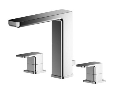 Balterley Square Deck 3 Tap Hole Basin Mixer Tap & Pop Up WasteChrome from B&Q