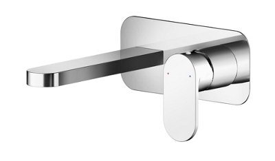 Balterley Enville Round Wall Mount 2 Tap Hole Basin Mixer Tap With Fluted Lever Handle & Back PlateChrome Finish